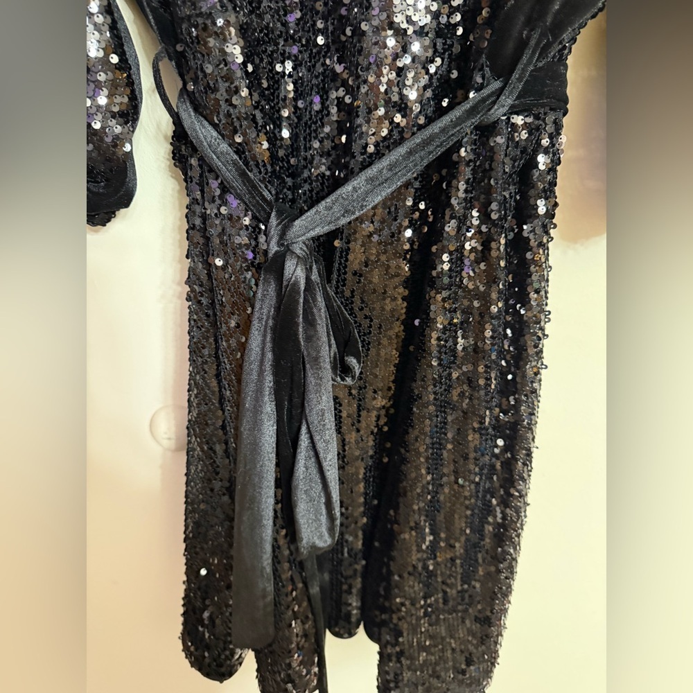 Bloom Chic Women’s Dress Black Sequin Plus Size Belted Holiday Party Sz 30 - Picture 4 of 5